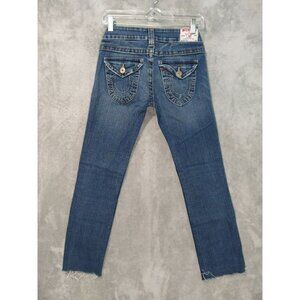 True Religion Jeans Women 27 Blue Denim Billy Straight Leg Low Rise Flap Pockets